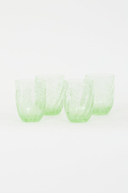 Dior Green Frosted Lily Of The Valley 4 Piece Cups Set