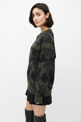 Dior Green & Black Camo Knit Sweater
