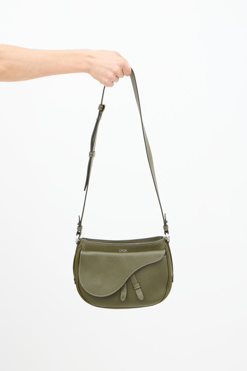 Dior Green Leather Mini Soft Saddle Bag