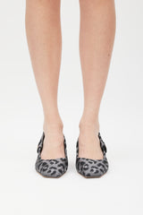Dior Grey & Black Printed Slingback Mizza Pump