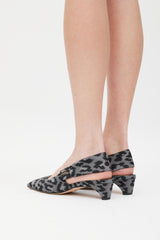 Dior Grey & Black Printed Slingback Mizza Pump