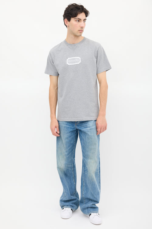 Dior Grey Embroidered Logo T-Shirt