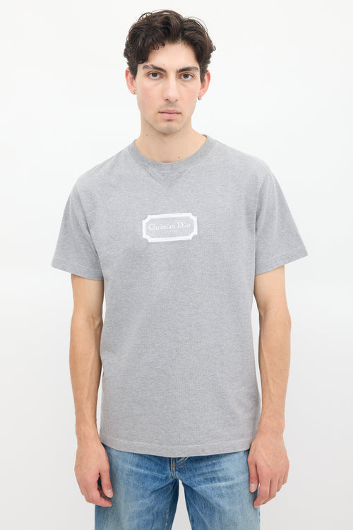 Dior Grey Embroidered Logo T-Shirt