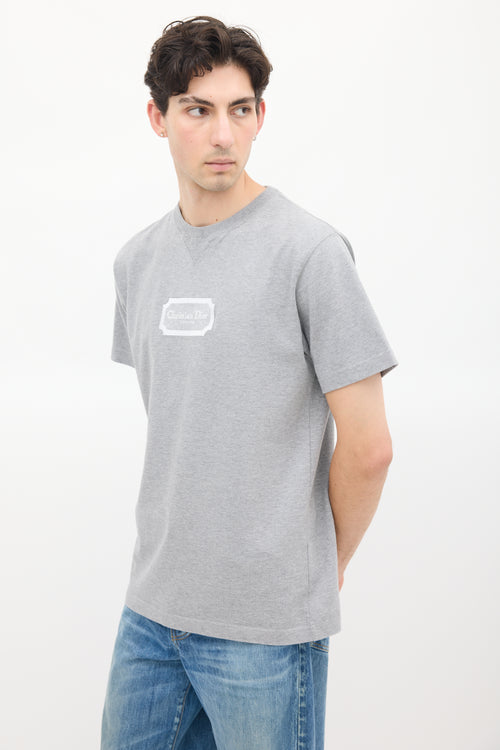 Dior Grey Embroidered Logo T-Shirt