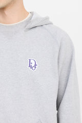 Dior Grey & Purple Embroidered Logo Hoodie