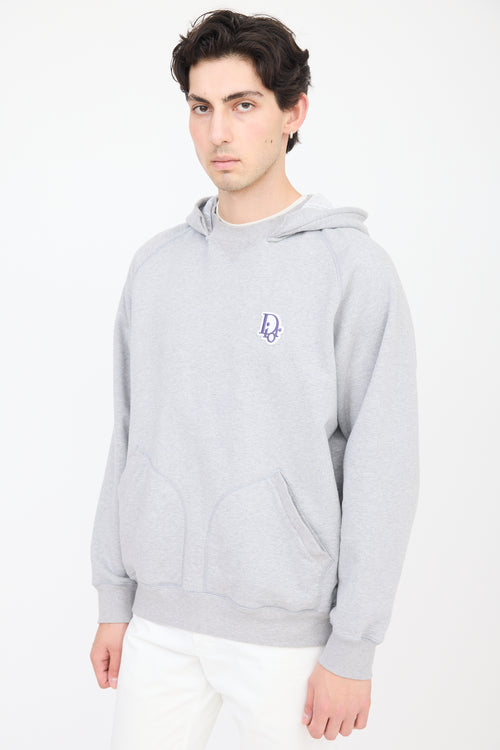 Dior Grey & Purple Embroidered Logo Hoodie