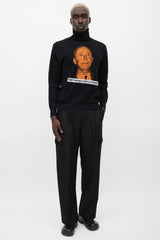 Dior Homme FW 2017 Black & Orange Wool Knit Rave Turtleneck