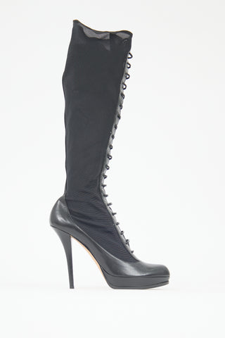 Dior Leather & Mesh Lace Up Boot