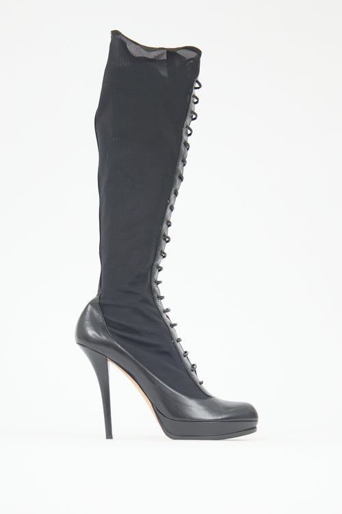 Dior Leather & Mesh Lace Up Boot