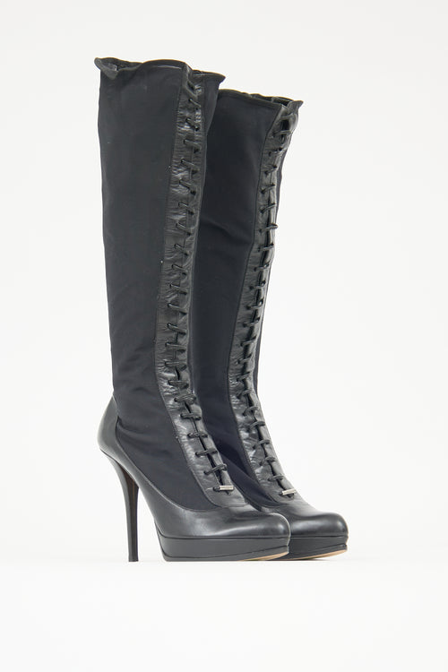 Dior Leather & Mesh Lace Up Boot