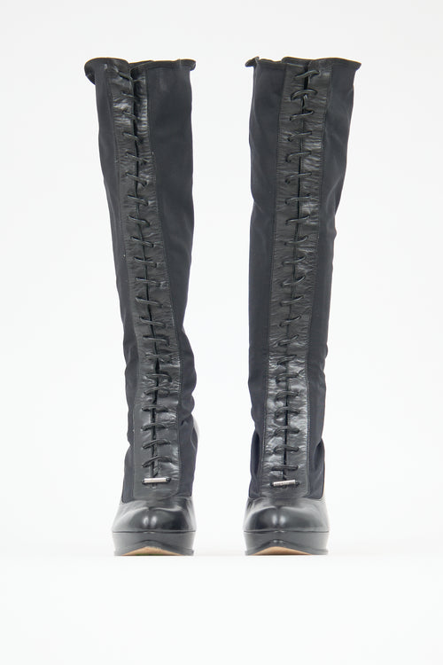 Dior Leather & Mesh Lace Up Boot