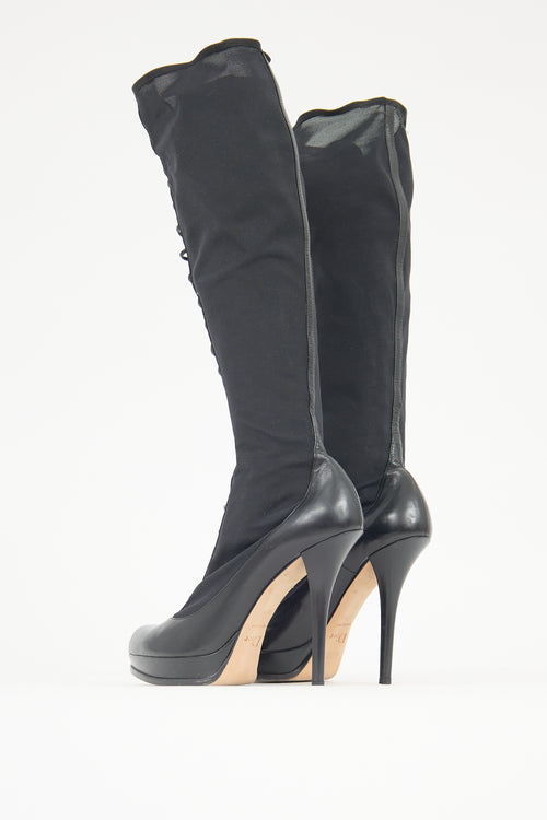Dior Leather & Mesh Lace Up Boot