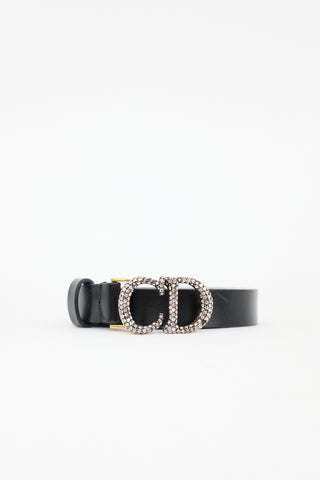 Dior Leather Crystal CD Buckle Belt