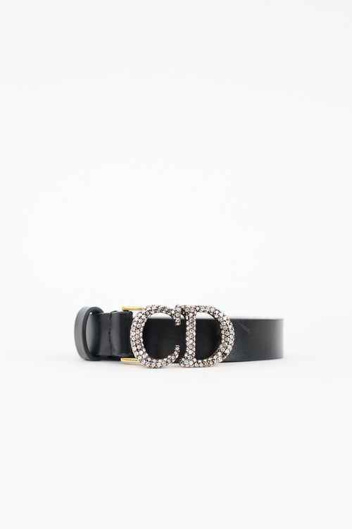 Dior Leather Crystal CD Buckle Belt