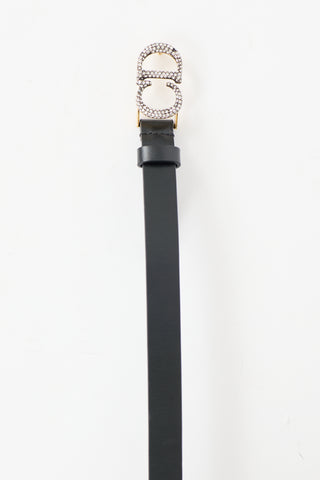 Dior Leather Crystal CD Buckle Belt