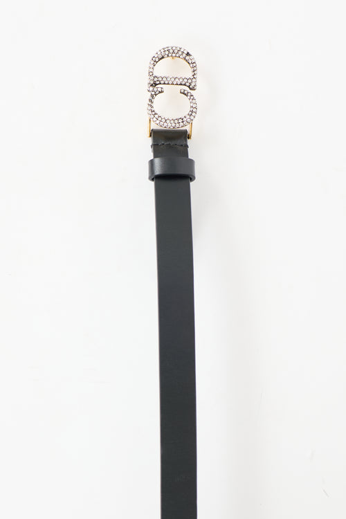 Dior Leather Crystal CD Buckle Belt