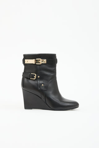 Dior Leather Wedge Ankle Boot