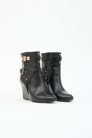 Dior Leather Wedge Ankle Boot