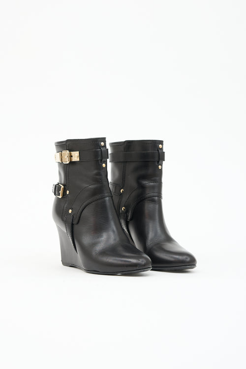Dior Leather Wedge Ankle Boot