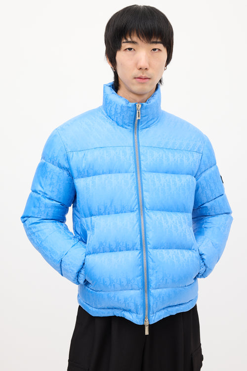 Dior Light Blue Down Oblique Puffer Jacket