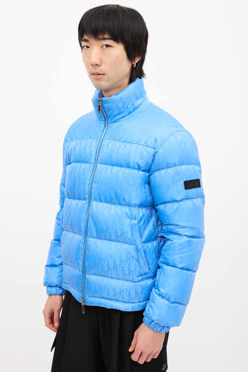 Dior Light Blue Down Oblique Puffer Jacket