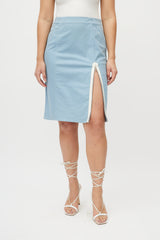 Dior Light Blue Peplum Zipper Skirt Suit