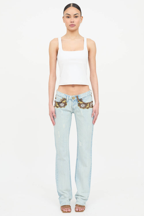 Dior Low Rise Embellished Jeans