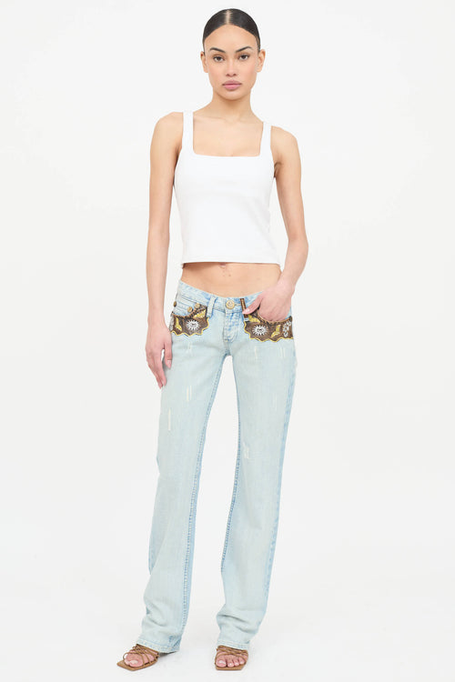 Dior Low Rise Embellished Jeans