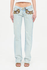 Dior Low Rise Embellished Jeans