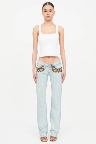 Dior Low Rise Embellished Jeans