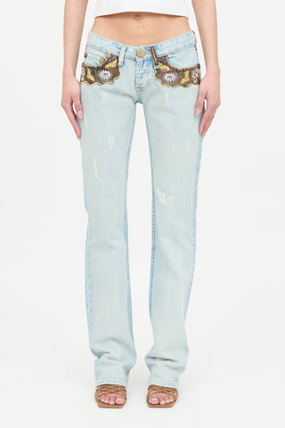 Dior Low Rise Embellished Jeans