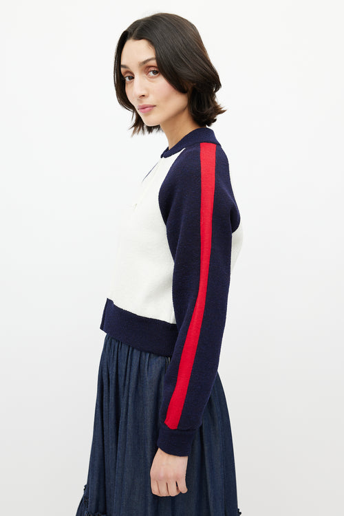 Dior Multicolor Knit Cropped Track Sweater