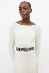 Dior Navy & Beige Oblique Jacquard Belt