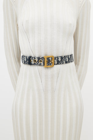 Dior Navy & Beige Oblique Jacquard Belt