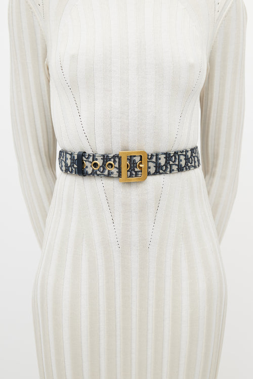 Dior Navy & Beige Oblique Jacquard Belt