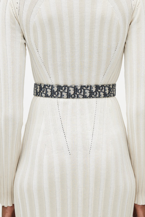Dior Navy & Beige Oblique Jacquard Belt