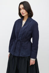 Dior Navy V-Neck Belted Jacket
