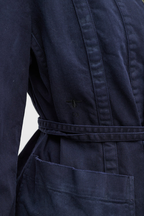 Dior Navy V-Neck Belted Jacket