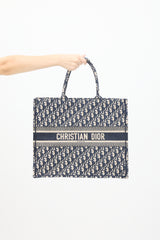 Dior Navy & Cream Monogram Large Book Tote