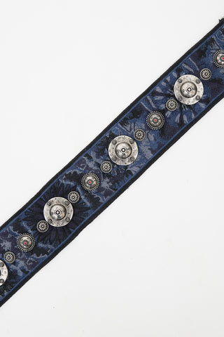 Dior Navy & Multicolour Embroidered Studded Shoulder Strap