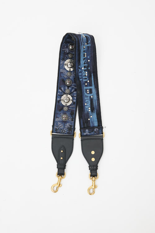 Dior Navy & Multicolour Embroidered Studded Shoulder Strap