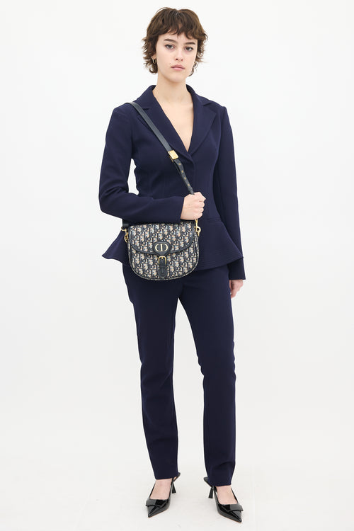 Dior Navy & Grey Oblique 30 Montaigne Small Bobby Bag