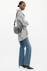 Dior Navy Oblique Jacquard Saddle Bag