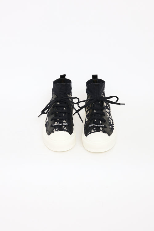 Dior Navy & White Knit Walk'n'Dior Oblique High Top Sneaker