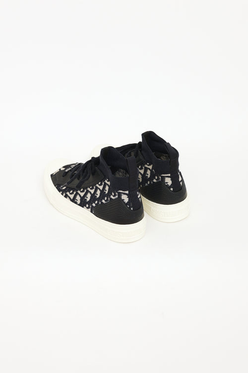Dior Navy & White Knit Walk'n'Dior Oblique High Top Sneaker