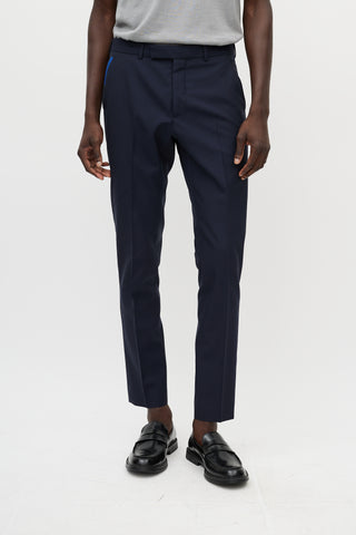 Dior Navy Wool & Blue Pocket Detail Trouser