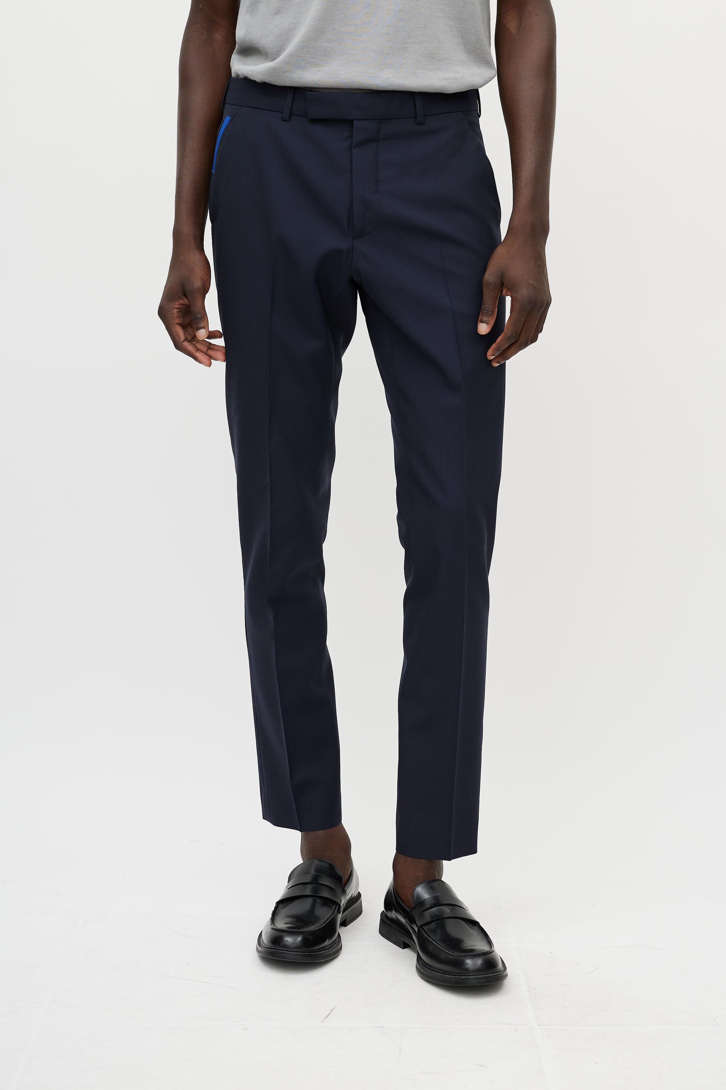 Dior // Navy Wool & Blue Pocket Detail Trouser – VSP Consignment