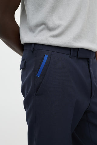 Dior Navy Wool & Blue Pocket Detail Trouser