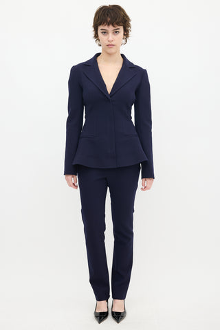 Dior Navy Wool & Nylon Flared Waist Suit