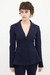 Dior Navy Wool & Nylon Flared Waist Suit